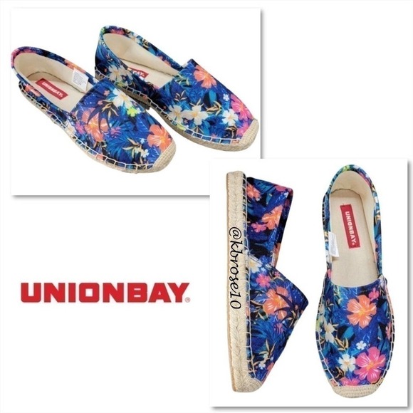 UNIONBAY Shoes - Unionbay Fannie-U Navy Tropical Slip On Loafers Espadrilles Shoes NIB 7
